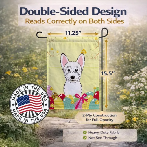 Vista 876 de Caroline's Treasures BB1923GF Bandera decorativa para jardín con diseño de Border Collie, para caza de huevos de Pascua, para jardín, jardín, patio