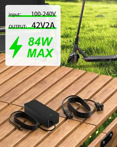 Vista 2 de VHBW Cargador de 42V 2A para iScooter i9, i9 Pro, i8, i8L, 1S Cargador eléctrico para scooter compatible con isinwheel S9/S9 Pro/S9 Max Scooters