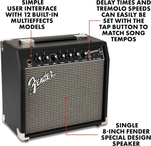 Vista 2 de Fender Champion II - Amplificador combinado de guitarra eléctrica de 25 W Negro