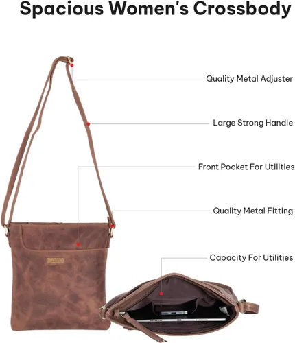 Vista 46 de VALENCHI Real Genuine Leather Women's Crossbody Purse/Bag With Adjustable Strap