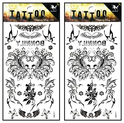 Vista 27 de Tatuajes 2 hojas de mariposas mosca de mariposa tatuajes temporales pegatinas falsas cuerpo brazo pecho hombro tatuajes para adolescentes, hombres