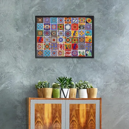 Vista 6 de Rompecabezas para adultos – Azulejo de cerámica de estilo mexicano multicolor, brillante y colorido, 28 x 20 pulgadas, detalles intrincados
