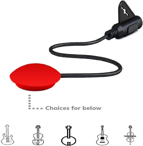 Vista 5 de Imelod Micrófono de contacto Piezo Pickup para guitarra, ukelele, violín, violonchelo, banjo, mandolina, etc. (rojo)