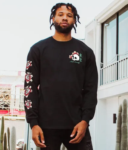 Vista 2 de Riot Society Camiseta de manga larga estampada y bordada para hombre