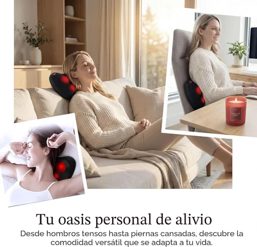 Vista 4 de Papillon - Masajeador de espalda con calor, almohada de masaje Shiatsu para cuello, hombros, pies y espalda baja, alivio del dolor de tejido