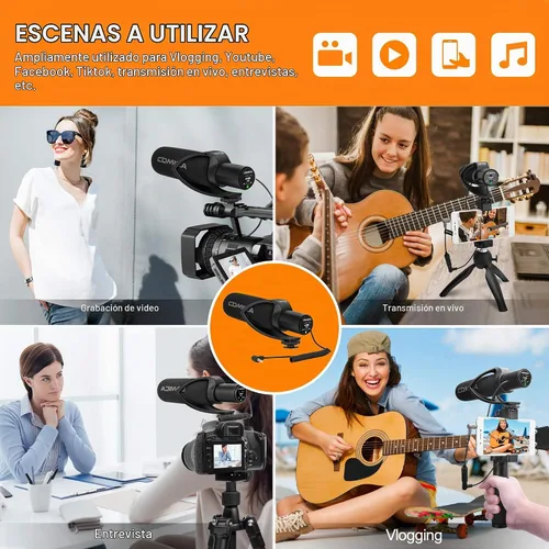 Vista 8 de COMICA CVM-V30PRO Micrófono de escopeta, micrófono de video profesional súper cardioide con soporte de choque, kit de micrófono de cámara