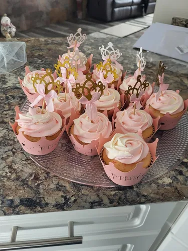 Vista 7 de JeVenis 40 adornos de princesa con purpurina para cupcakes
