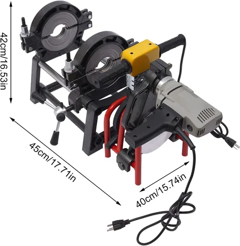 Vista 6 de DYRABREST Máquina de soldadura manual de fusión de tubos de doble anillo de 2.480-7.874 in para tubos de PE/PP/PVC de 2.48 "-7.87", soldador a tope