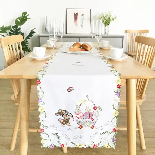 Vista 17 de Mantel bordado para decoración de encaje a prueba de polvo, sin arrugas, lavable, floral, rectangular, para cocina, comedor, vacaciones, cumpleaños