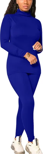 Vista 14 de Mokoru Conjunto deportivo de 2 piezas para mujer, camiseta de manga larga con cuello alto, pantalones de entrenamiento