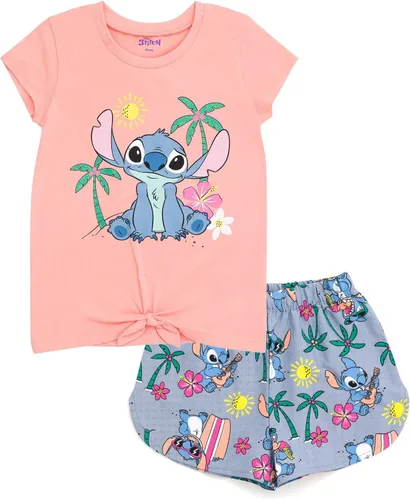 Vista 10 de Conjunto de camiseta floral y pantalones cortos de sarga Disney para bebés hasta niños grandes, tallas de 12 meses a 14-16