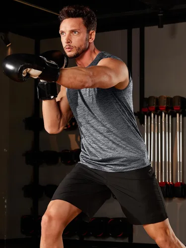 Vista 3 de TACVASEN Camiseta sin mangas para hombre, camiseta de entrenamiento muscular, de secado rápido, poliéster, entrenamiento de baloncesto