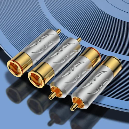 Vista 2 de Viborg 4pcs Hi-End RCA Macho Enchufes Cobre Puro Chapado en Oro Soldadura RCA Jack Conectores (VR109G)