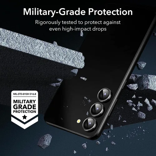 Vista 4 de Protector de lente de cámara para Galaxy S23 FE, vidrio templado 9H antiarañazos con borde de aluminio, anillo protector de pantalla de lente