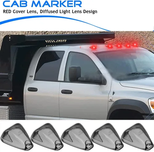 Vista 2 de WINETIS - 5 luces marcadoras de techo con bombillas LED rojas, repuesto compatible con Ford F150 F250 F350 F450 F550 F650 F750 F750 E150 E250 E350