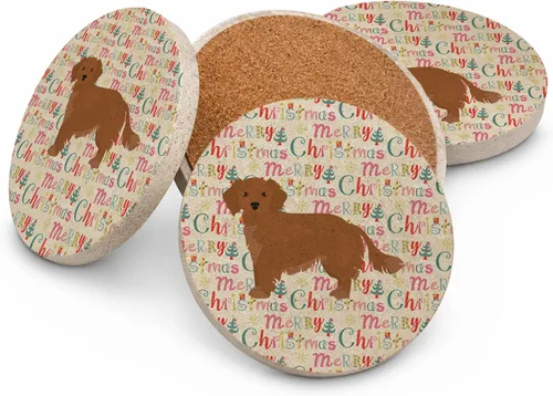 Vista 54 de Abyssinian Sand Terrier Merry Christmas - Posavasos grandes de piedra arenisca (4 unidades)