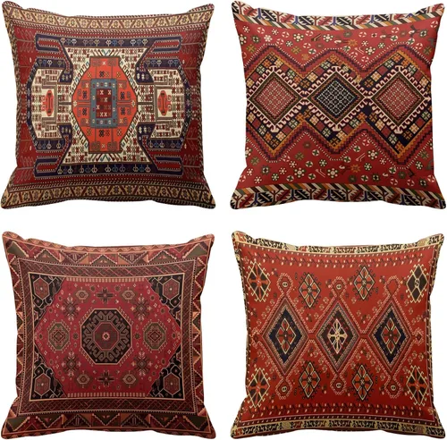 Vista 9 de Emvency Juego de 4 fundas de almohada modernas geométricas abstractas en negro, blanco y gris, diseño de flechas florales dulces, fundas de almohada