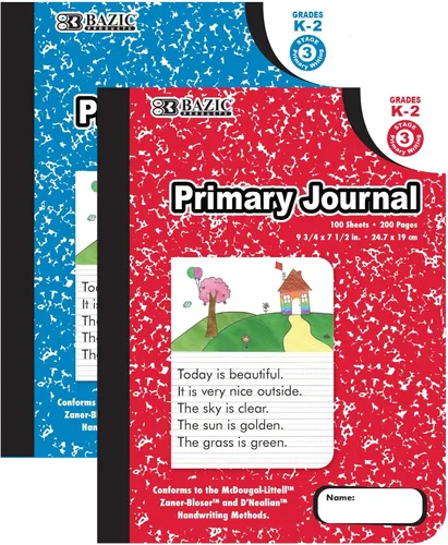 Vista 9 de BAZIC - Diario primario de 100 hojas de composición de mármol, libro de composición de mármol para preescolar, 1 grado 2, cuaderno de compilación