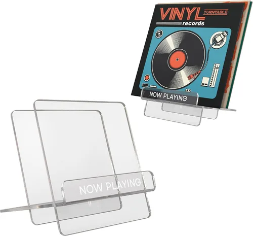 Vista 8 de Americanflat Soporte para discos de vinilo de 7.8 x 7.5 pulgadas, acrílico transparente con estante frontal y almacenamiento trasero, capacidad