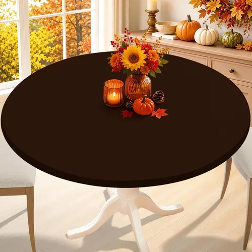Vista 26 de Smiry - Mantel redondo de elastano, manteles ajustados lavables elásticos para mesas de 36 a 44 pulgadas, cubierta de mesa de picnic elástica