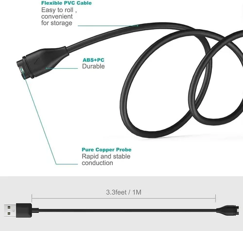 Vista 3 de E ECSEM Compatible con Garmin Approach S60/S62/S42/S40/S44/S70/S10/S50/S12/G12/X10/J1 Cargador de repuesto USB Clip de carga de datos para Approach