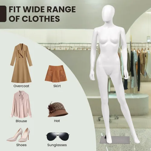 Vista 3 de GOFLAME Maniquí femenino de cuerpo completo, torso de maniquí realista de 69 pulgadas con posturas ajustables y partes del cuerpo desmontables, base