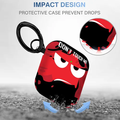 Vista 2 de Funda para Airpods, Don't Touch Me for Airpods Cover con llavero suave y linda funda a prueba de golpes para mujeres y hombres, compatible con funda