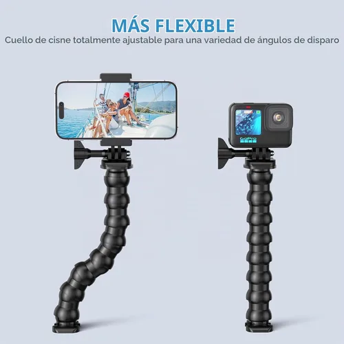 Vista 2 de Soporte de teléfono de cuello de cisne Soporte de clip de abrazadera para teléfono celular para poste de escritorio