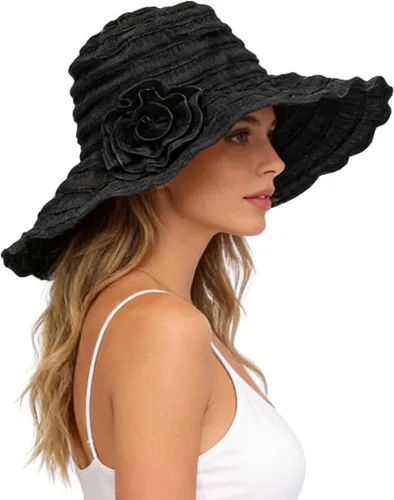 Vista 7 de FORBUSITE Sombreros de sol plegables vintage para mujer, para playa, jardín, viajes, protección UV Gs013-beige