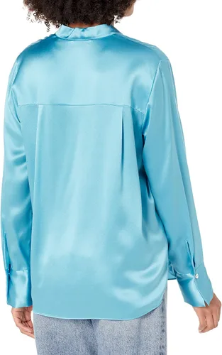 Vista 2 de Vince Blusa ajustada con cuello de banda para mujer