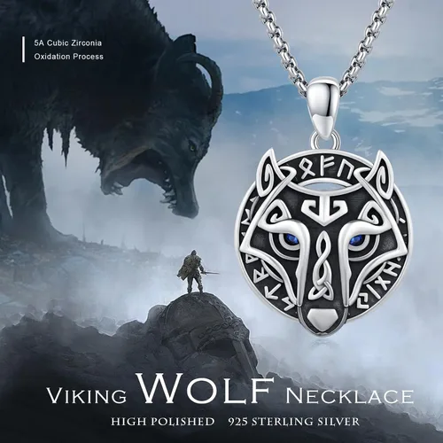 Vista 7 de Adnix Viking Necklace for Men 925 Sterling Silver Celtic Necklace Viking Pendant Nordic Amulet Necklace Viking Runes Necklace Jewelry Gifts for Men