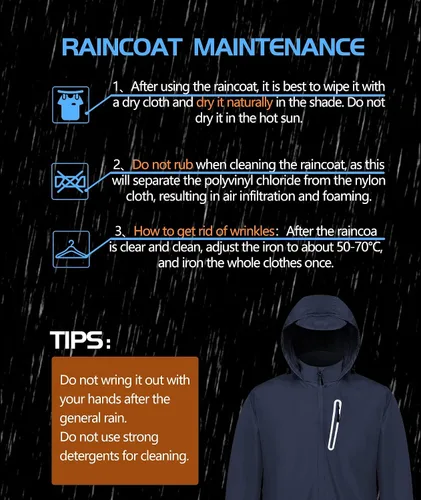 Vista 6 de V VALANCH Ropa de lluvia para hombre con bolsillo reflectante en el pecho y pantalones impermeables Azul
