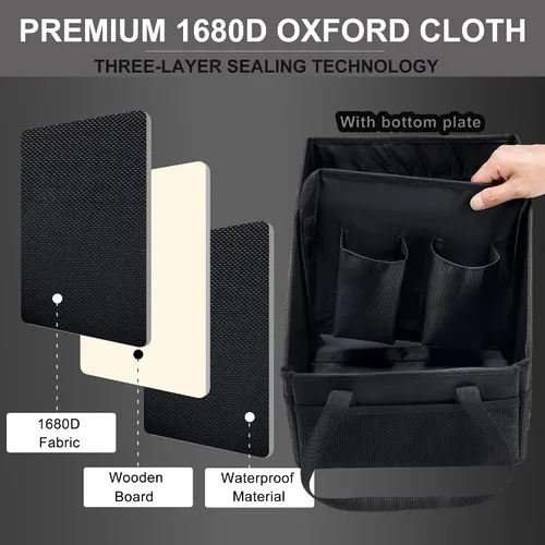 Vista 4 de Caja Organizadora de Asiento Delantero-Trasero para Automóvil - Organizador Portátil de Asiento de Pasajero, Organizador de Asiento de Automóvil
