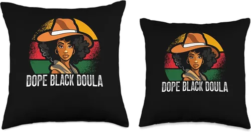 Vista 3 de Dope Black Doula Midwife Black Pride Midwifery Doula - Almohada afroamericana de 16 x 16 pulgadas, multicolor