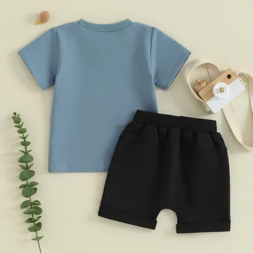 Vista 24 de Conjunto de camiseta de manga corta para bebé niño y niña, camiseta de manga corta, pantalones cortos casuales, ropa para recién nacidos, 6, 12, 18