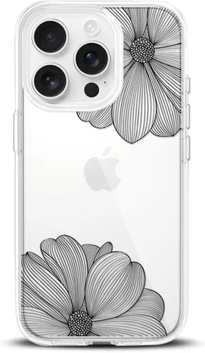 Vista 27 de Compatible con iPhone 15, funda transparente de encaje negro floral a prueba de golpes, parte trasera dura, delgada, bonita funda transparente