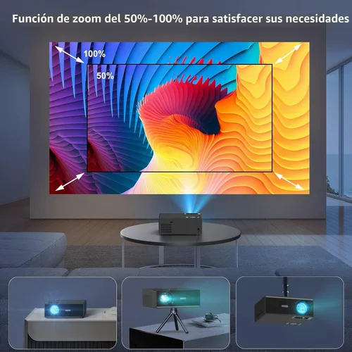 Vista 8 de 【400 ANSI de alto brillo】Proyector Bluetooth WiFi FUDONI Native 1080P Negro