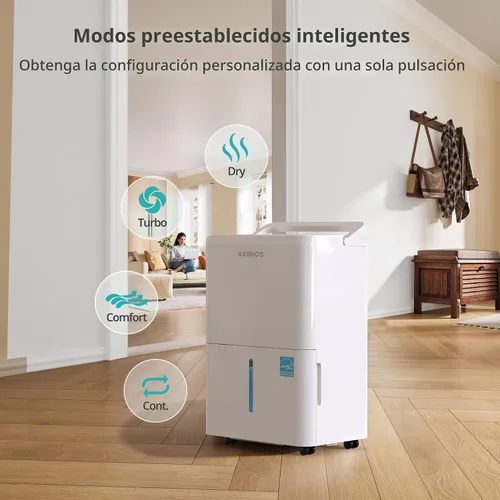 Vista 4 de Kesnos Deshumidificador Energy Star 2025 de 30 pintas para espacios de hasta 2500 pies cuadrados, deshumidificador silencioso para el hogar
