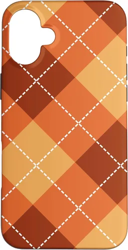 Vista 22 de Funda para iPhone 13 Pro, naranja, amarillo y marrón, a cuadros, otoño, calabazas