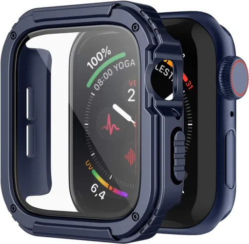 Vista 8 de Recoppa para Funda Resistente Apple Watch 38mm Series 3/2/1 con Protector de Pantalla, Cubierta Protectora a Prueba de Caídas Grado Militar Quattro
