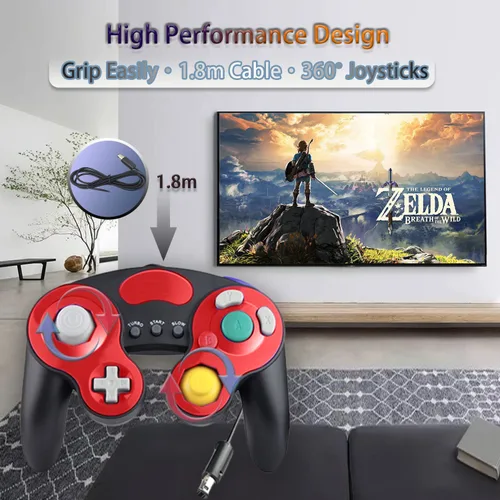 Vista 3 de A-KSXJ Latest Upgraded GameCube Controller Classical Gamepad for Nintendo Switch GameCubeWii UWii with HD Vibration TURBO Function 18m Cable and
