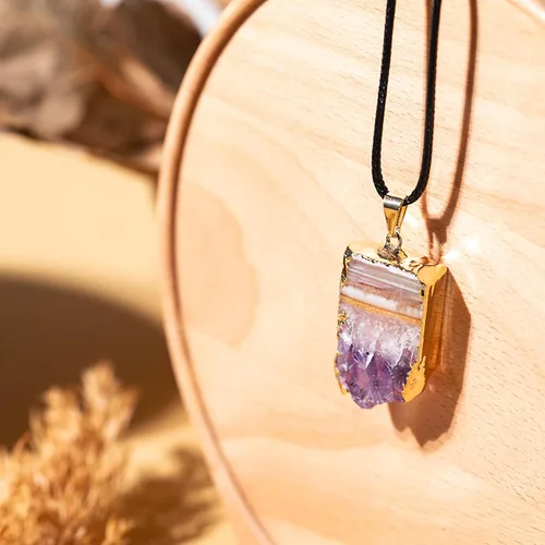 Vista 6 de Ayana Crystals Collar de geoda de amatista, auténtica joyería de piedras preciosas hechas a mano, signo del zodiaco de febrero, alineación