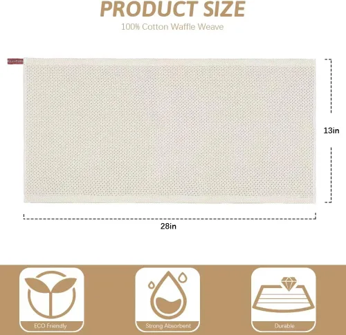 Vista 2 de Nialnant Paquete de 6 toallas de cocina, 100% algodón, tejido de gofre, para secar platos, toallas de mano extrasuaves y absorbentes, 13 x 28 Beige