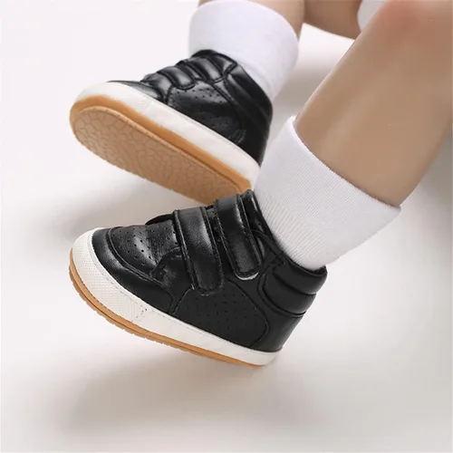 Vista 2 de E-FAK Zapatos de bebé para niños y niñas, zapatillas para bebés, suela de goma antideslizante, zapatos de cuna para primeros pasos de niños pequeños