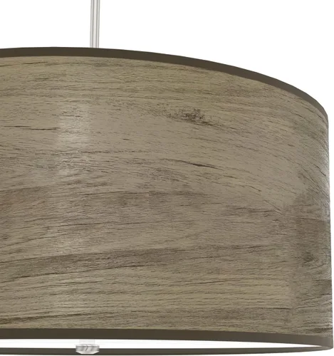 Vista 7 de Hunter - Solhaven - Lámpara colgante grande de 4 luces de roble gris cálido, regulable, estilo moderno, con forma de tambor, para dormitorios
