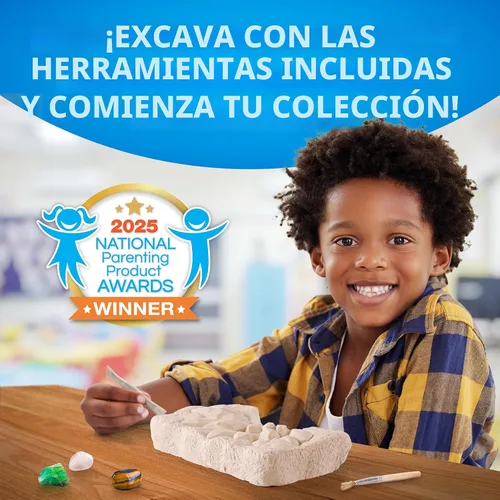 Vista 4 de Kit de excavación de piedras preciosas de National Geographic – Excava 10 piedras preciosas y cristales reales, kit científico para niños, kit
