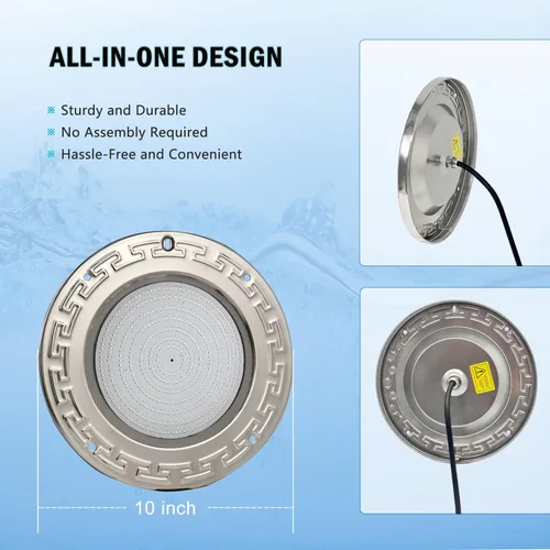 Vista 7 de Luces de piscina para piscina enterrada, luz LED grande de 10 pulgadas para piscina enterrada multicolor con cable de 100 pies para nicho húmedo