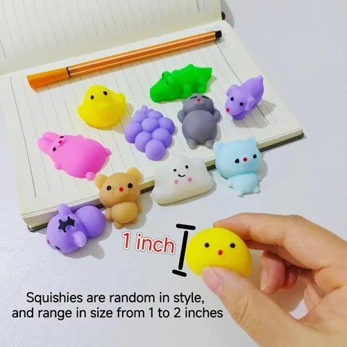 Vista 5 de 100 Pcs Mochi Squishy Fidget Toy, Mini Squishies Bulk Party Favors for Kids Animal/Fruit