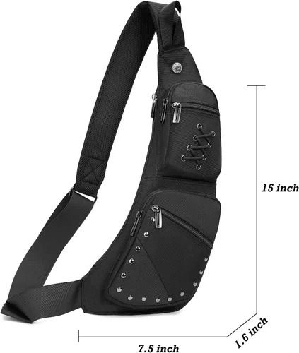 Vista 6 de NICGID Bolso bandolera en el pecho, mochila de hombro, bolsa cruzada, mochila casual para hombres y mujeres, Negro 015, Moderno" o "minimalista
