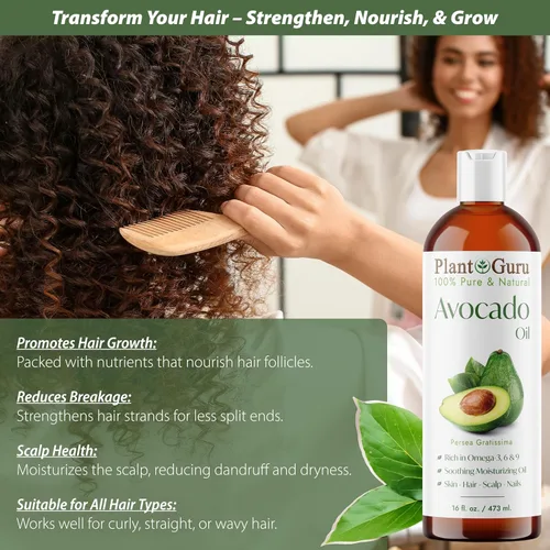 Vista 3 de Aceite de aguacate de 4 onzas líquidas prensado en frío, 100% puro y natural, portador para el crecimiento de la piel, la cara y el cabello.